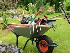 Brouette et outillage de jardin à main